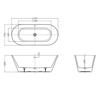 Ванна акриловая AQUAme AQM3501MW 167x75 см белый матовый