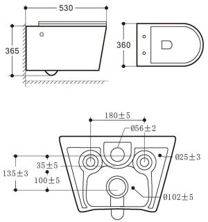 Подвесной унитаз Art&Max Zoe безободковый белый AM9322C1CHR Подвесной унитаз Art&Max Zoe безободковый белый AM9322C1CHR