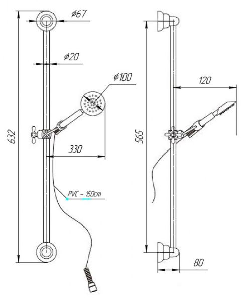 Душевой гарнитур Paini Bologna BLCR121 63см хром