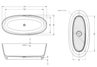 Ванна из искусственного камня Riho Oval B152001105 175x80см белый Ванна из искусственного камня Riho Oval B152001105 175x80см белый