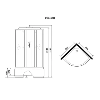 Душевая кабина Niagara Promo P80/40/MT 80x80 см профиль белый стекло матовое