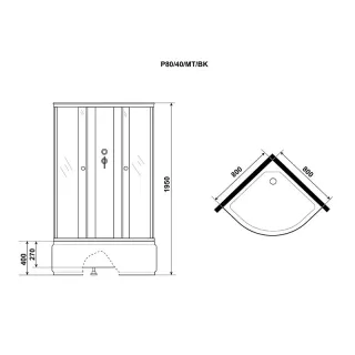 Душевая кабина Niagara Promo P80/40/MT/BK 80x80 см профиль белый стекло матовое