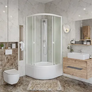 Душевая кабина Niagara Promo P80/40/MT/BK 80x80 см профиль белый стекло матовое