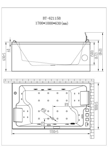 Акриловая ванна Orans BT 62 62115L0 170х100