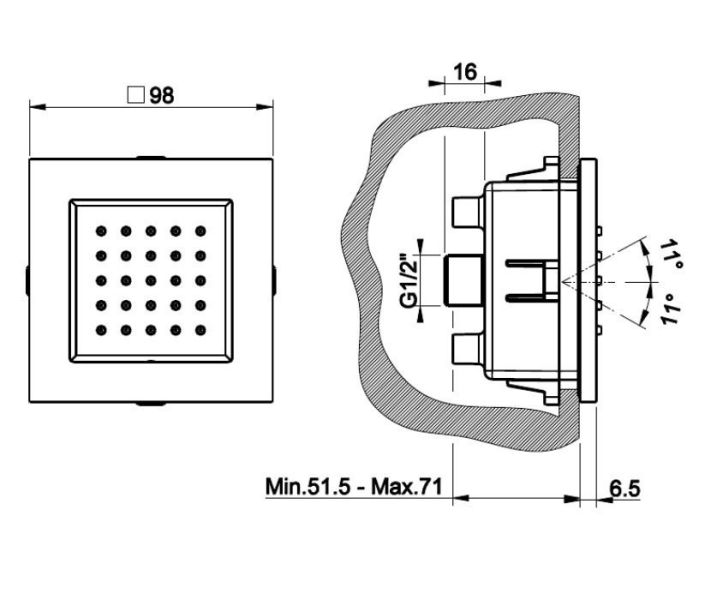 Боковая встраиваемая форсунка Gessi Body Jets 32984.149 брашированный никель