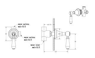 Переключатель потоков Boheme встраиваемый, латунь Crystal бронза