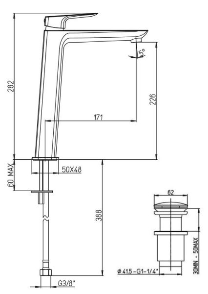 Смеситель для раковины Paini Nove 09PZ211LLSR чёрный матовый