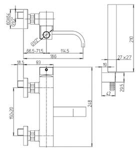 Смеситель для ванны Paini Dax-R 84PZ100R чёрный матовый