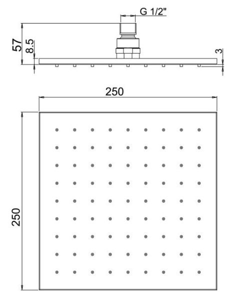 Верхний душ Paini 50PZ759QQ25 25см чёрный матовый