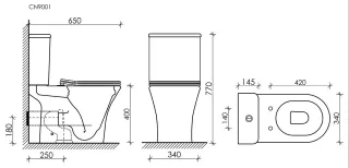 Чаша напольного унитаза Ceramicanova Fortuna Rimless CN9001-B белый