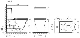 Чаша напольного унитаза Ceramicanova Alfa Rimless CN9002-B белый
