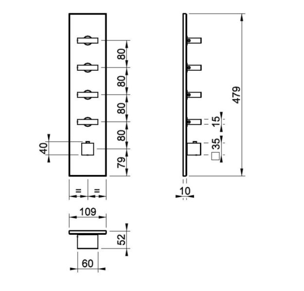 Встраиваемый термостат для душа Gessi Rettangolo 43028.708 брашированная медь