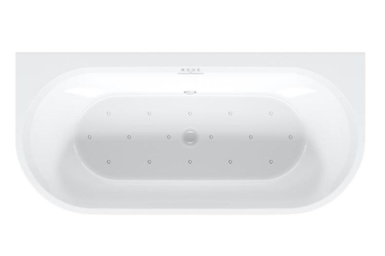 Акриловая ванна Riho Desire Back2Wall Velvet Sparkle System LED Fall B089014220 180x84см с аэромассажем и подсветкой заполнение через перелив чёрный матовый/белый матовый