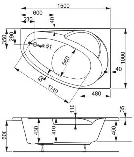 Акриловая ванна VagnerPlast Flora VPBA151FLA3LX-04 левая 150x100см белый Акриловая ванна VagnerPlast Flora VPBA151FLA3LX-04 левая 150x100см белый