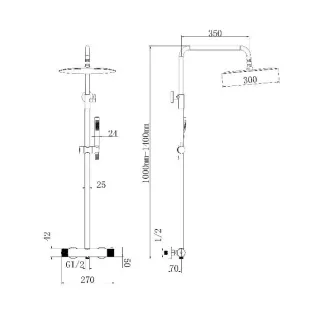 Душевая стойка Boheme Uno 468-T-2-SGM с термостатом графит