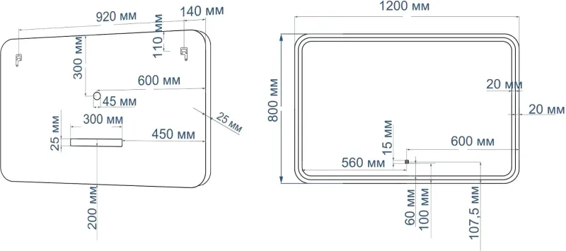 Зеркало с подсветкой ArtMax Genova AM-Gen-1200-800-DS-F-White 120 см белый