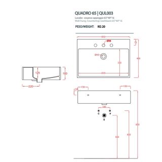 Раковина накладная ArtCeram QUADRO QUL003 01 00 белая 65 см Раковина накладная ArtCeram QUADRO QUL003 01 00 белая 65 см