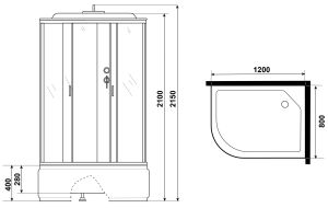Душевая кабина Niagara NG-2510-14RP 120x80см серебро/тонированное