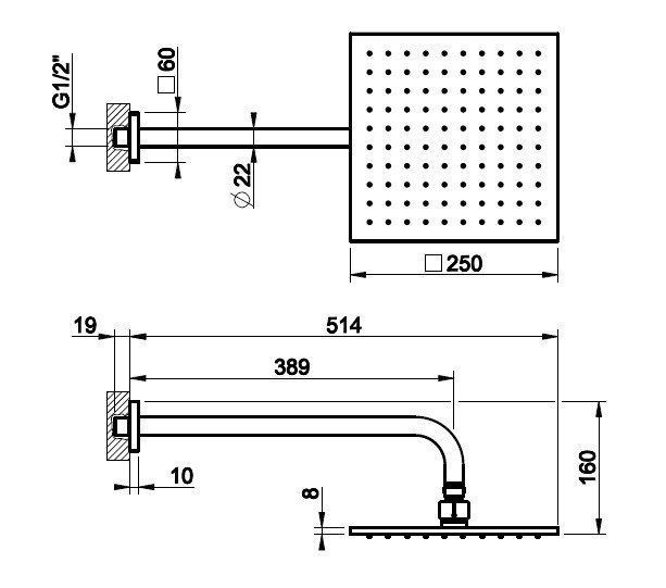 Верхний душ Gessi Rilievo 59158.713 25 см античная латунь