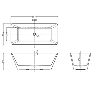 Ванна акриловая AQUAme AQM3502MW 167x75 см белый матовый