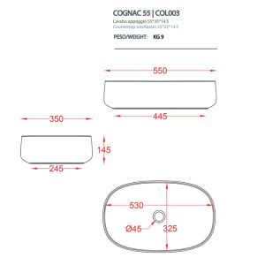 Раковина ArtCeram Cognac COL003 19 00 ombra bruciata 55 см