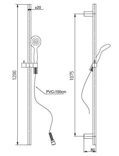 Душевой гарнитур Paini Bergamo BRCR121L12 120см хром