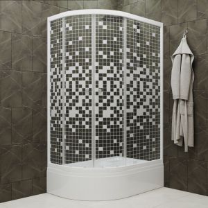 Душевой уголок Triton Коралл Щ0000061783 правый 120x80 см профиль белый стекло мозаика