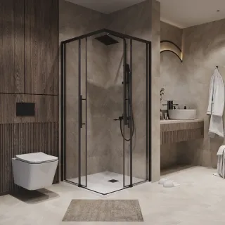 Душевой уголок Niagara Nova NG-6830-34BLACK 100x100 см профиль чёрный матовый стекло прозрачное