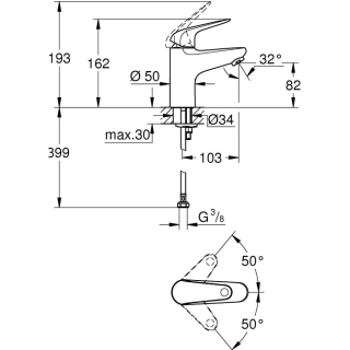 Смеситель для раковины GROHE Euroeco 32734001 хром