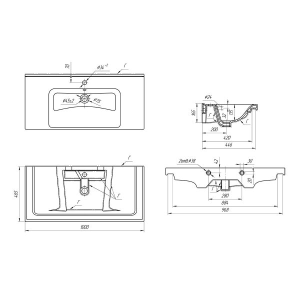 Умывальник мебельный Dreja Гармония-100