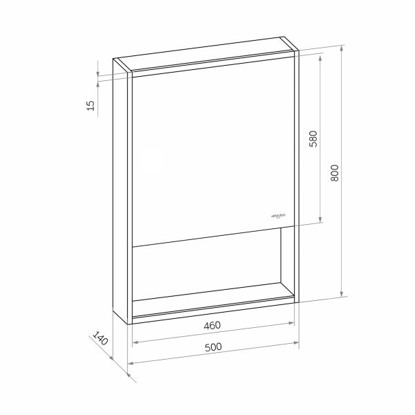 Зеркало-шкаф Reflexion Box Black 50 RF2419BL с подсветкой 50х80