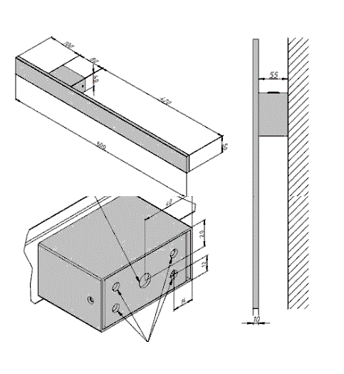 Электрический полотенцесушитель Broner Scompartimento SM.007.060.0000.RAL 9005M 60 см с кнопкой чёрный матовый