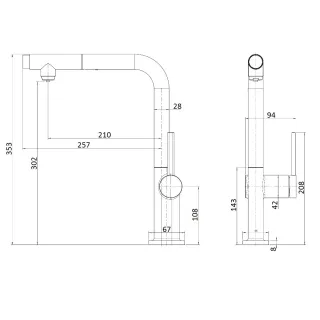Смеситель для кухни AQUAme Cucina AQM9903CR с выдвижным изливом хром