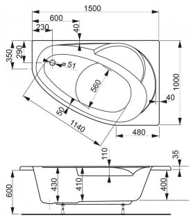 Акриловая ванна VagnerPlast Flora VPBA151FLA3PX-04 правая 150x100см белый Акриловая ванна VagnerPlast Flora VPBA151FLA3PX-04 правая 150x100см белый