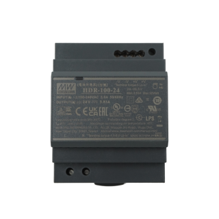 Компактный блок питания  с креплением на DIN–рейку, HDR-100-24, выходное напряжение 24В, максимальная выходная мощность 100 Вт