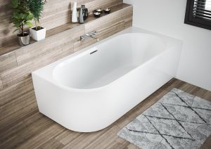 Акриловая ванна Riho Desire Corner Velvet Sparkle System Fall B088009105 L 184x84см с аэромассажем заполнение через перелив белый матовый