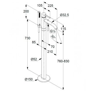 Смеситель для ванны Kludi Bozz 38590N576 брашированный никель