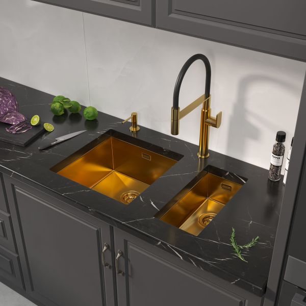 Мойка кухонная Reflexion Como 22-GD  RX2022GD  брашированное золото