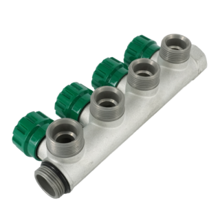 Коллектор модульный, 3/4, 4 контура, размер отвода-3/4 ЕК, EMW01.04T, вентили под 90°, TIN латунь