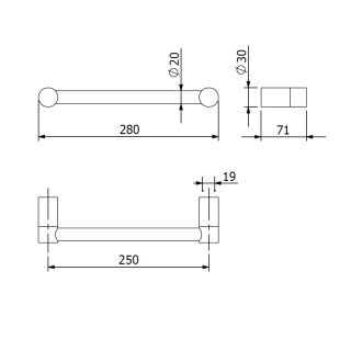 Поручень Kludi Vela R 58981N0 28 см брашированное золото