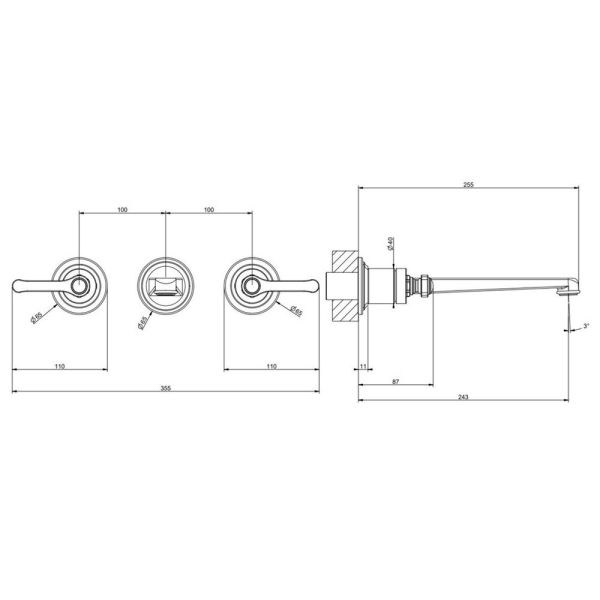 Встраиваемый смеситель для раковины Gessi Venti20 65090.030 медь