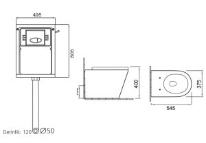 Комплект SantiLine SL-5020MB + SL-05 приставной унитаз чёрный матовый с бачком скрытого монтажа и клавишей смыва чёрный матовый