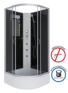 Душевая кабина Niagara NG-3503-14BKG с гидромассажем 80x80см серебро/тонированное