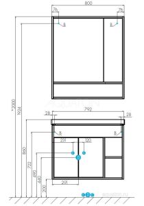 Зеркальный шкаф Акватон Флай 80см белый/дуб крафт 1A237702FAX10
