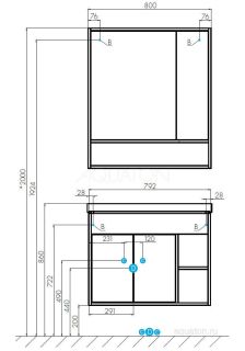 Зеркальный шкаф Акватон Флай 80см белый/дуб крафт 1A237702FAX10 Зеркальный шкаф Акватон Флай 80см белый/дуб крафт 1A237702FAX10