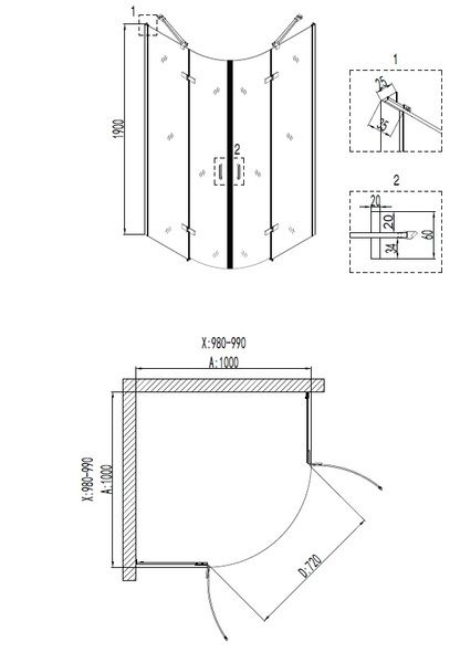 Душевой уголок NIAGARA NOVA NG-6616-08 100x100 см