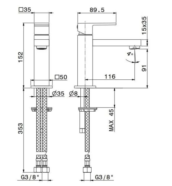 Смеситель для раковины Kerama Marazzi Futura 66412KM.21.018 хром