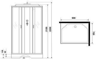 Душевая кабина Niagara NG-43975-14QF с гидромассажем 90x70см серебро/матовое