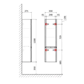 Пенал подвесной AQUAme S4 AQM9004WH 33 см белый