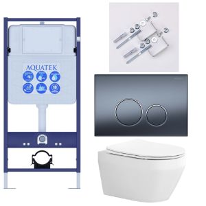 Комплект SET AQUATEK ЛЕЯ Т-035 4в1 унитаз с инсталляцией, кнопкой и сиденьем